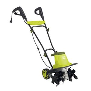 Sun Joe TJ604E 16-Inch 13.5 AMP Electric Garden Tiller/Cultivator,Black & CJ603E 15-Amp 1.7-Inch Cutting Diameter Electric Silent Wood Chipper/Shredder, Green