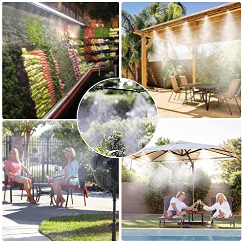 Misters for Outside Patio, 26FT (8M) Misting Cooling System with 8 Brass Mist Nozzles for Patio Garden Greenhouse Trampoline and Waterpark