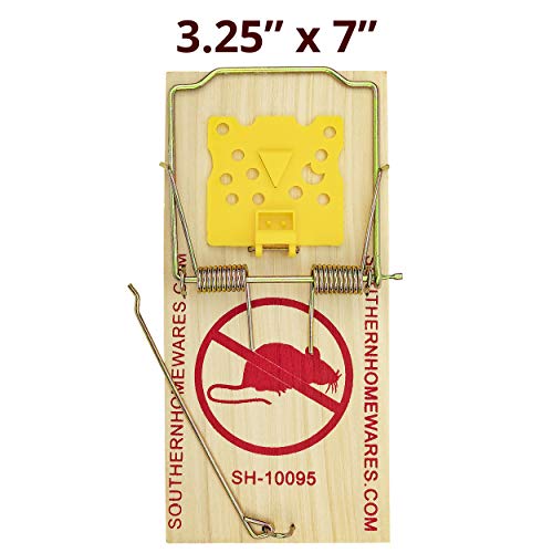 Southern Homewares SH-10095-24PK Cheese Shaped Trigger 24 Pack Wooden Snap Rat Trap Spring Action with Expanded Ch, Brown