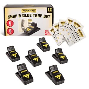 mouse trap set mouse traps indoor for home, mouse, home, glue traps for mice and rats, mouse traps for house, traps for indoor garden, 6 snap mouse traps 6 glue traps – 12 pack