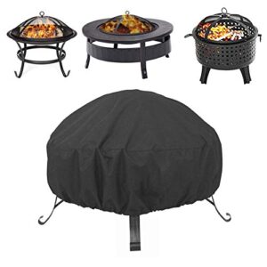 yile 48 inch round fire pit cover, patio table cover, garden outdoor waterproof fire bowl cover, all-season protection – black