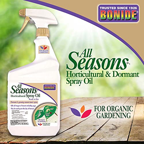 Bonide All Season Horticultural & Dormant Spray Oil, 32 oz Ready-to-Use Spray, Disease Prevention and Insect Killer for Organic Gardening