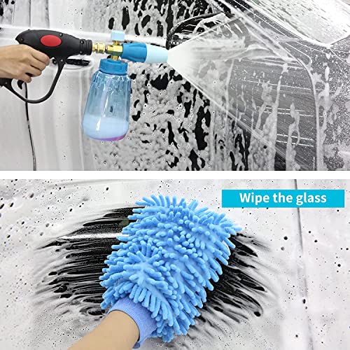 CHAVOR Pressure Washer Foam Cannon, Professional Upgrade Adjustable Snow Foam Lance, Blue Transparent Body Foam Blaster, 1/4 Inch Quick Connect, 4000 PSI, 1 L