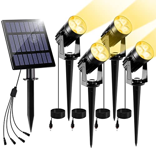 LINQELLY Solar Spotlights Solar Outdoor Lights, Landscape Garden Lights Solar Spot Lights IP65 Waterproof Outdoor Spotlight Auto On/Off Decorative Lighting for Garden Yard Lawn Path 4 in 1