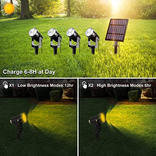 LINQELLY Solar Spotlights Solar Outdoor Lights, Landscape Garden Lights Solar Spot Lights IP65 Waterproof Outdoor Spotlight Auto On/Off Decorative Lighting for Garden Yard Lawn Path 4 in 1