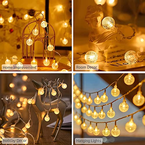 ANJAYLIA 33FT 80LED Battery Operated Globe String Lights, Fairy Lights Waterproof Crystal Ball Outdoor String Lights, Twinkle Lights Christmas Decorations Indoor Hanging Lights for Garden Party