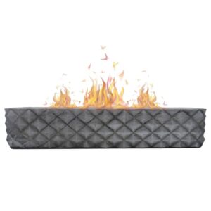 roundfire large rectangle tabletop fire pit – portable bioethanol fireplace for indoor & garden (faceted finish)