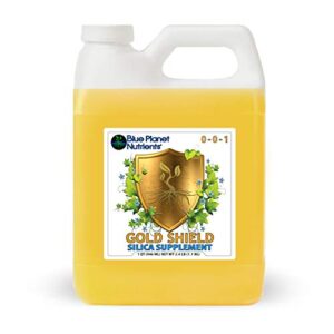 gold shield silica supplement (32 oz) quart | concentrated formula for all plants & gardens | makes over 900 gallons | blue planet nutrients