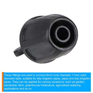 MECCANIXITY Drip Irrigation End Cap Barbed Fitting 8mm/11mm Tubing for Garden Drip Tape Tubing Sprinkler System Black Pack of 12