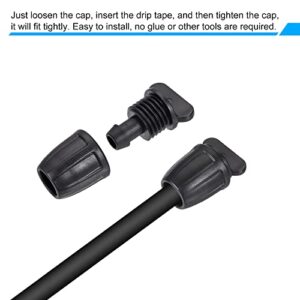 MECCANIXITY Drip Irrigation End Cap Barbed Fitting 8mm/11mm Tubing for Garden Drip Tape Tubing Sprinkler System Black Pack of 12