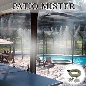 patio misting kit – pre- assembled misting system – simply unpack and attach – cools temperatures by up to 30 degrees – for patio, pool and play areas (48 feet – 12 nozzles)