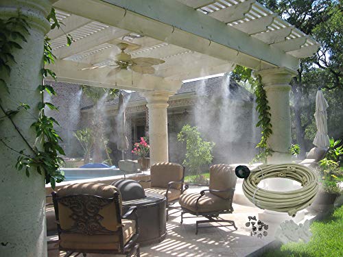 Patio Misting Kit - Pre- Assembled Misting System - Simply unpack and Attach - Cools temperatures by up to 30 Degrees - for Patio, Pool and Play Areas (48 Feet - 12 Nozzles)