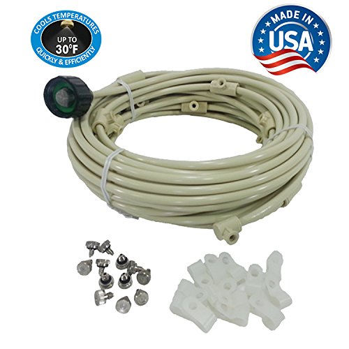 Patio Misting Kit - Pre- Assembled Misting System - Simply unpack and Attach - Cools temperatures by up to 30 Degrees - for Patio, Pool and Play Areas (48 Feet - 12 Nozzles)