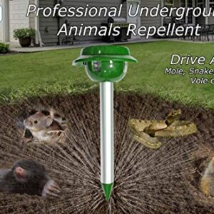 GARDEN SECRETS (2 Pack) Professional Solar Mole & Snake Repellent. Gopher Vole Snake Scorpion etc Deterrent. Keep Underground Creatures Away from Your Property Within 2-4 Weeks. Year Full Warranty!