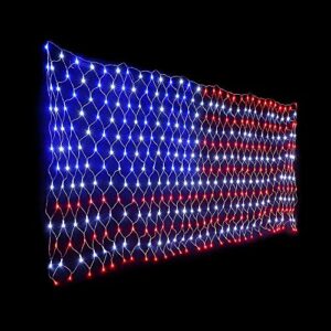 Joiedomi 2Pack LED American Flag Net Lights US Flag String Light Waterproof for Christmas, Holiday, Independence Day, Memorial Day, July 4th, National Day, Decoration, Garden, Yard, Indoor Outdoor