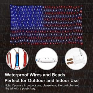 Joiedomi 2Pack LED American Flag Net Lights US Flag String Light Waterproof for Christmas, Holiday, Independence Day, Memorial Day, July 4th, National Day, Decoration, Garden, Yard, Indoor Outdoor