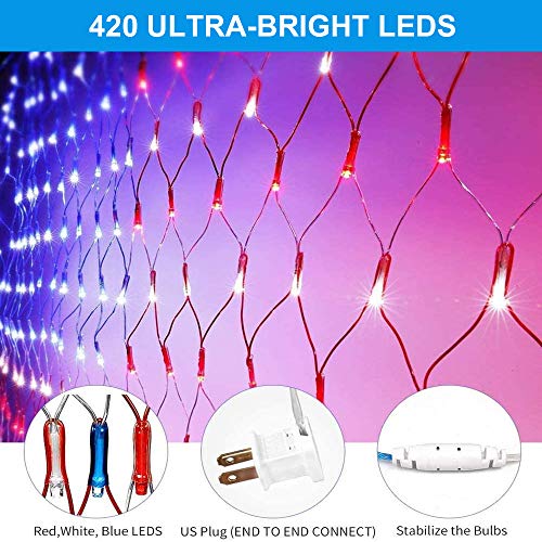 Joiedomi 2Pack LED American Flag Net Lights US Flag String Light Waterproof for Christmas, Holiday, Independence Day, Memorial Day, July 4th, National Day, Decoration, Garden, Yard, Indoor Outdoor