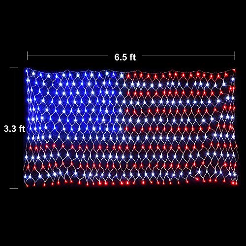 Joiedomi 2Pack LED American Flag Net Lights US Flag String Light Waterproof for Christmas, Holiday, Independence Day, Memorial Day, July 4th, National Day, Decoration, Garden, Yard, Indoor Outdoor