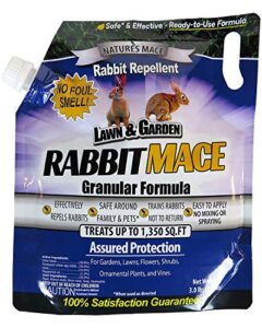nature’s mace rabbit repellent 3lb granular / treats 1,350 sq. ft. / rabbit repellent and deterrent / keep rabbits out of your lawn and garden / safe to use around children & plants