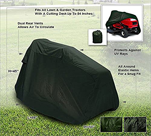 CarsCover Lawn Mower Garden Tractor Cover Fits Decks up to 54" - Olive Green