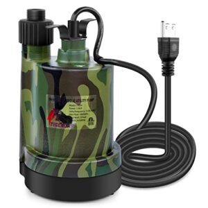 tigeroar 120v ac submersible water pump 1/4 hp 1800 gph water transfer pump with 10 ft. cord and 3/4 in. garden hose adapter for utility pump transferring water pump camouflage color