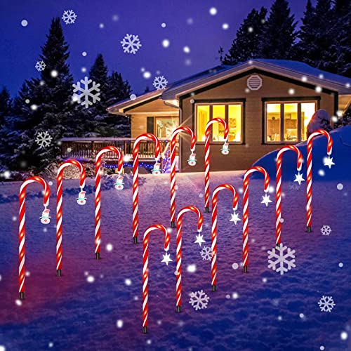 NCUUBR 21'' Christmas Candy Cane Lights Outdoor Pathway ,12 Pack Christmas LED Light Up Candy Canes Outdoor Decorations ,8 Flashing Modes, Xmas Decorations for Walkway, Driveway, Garden