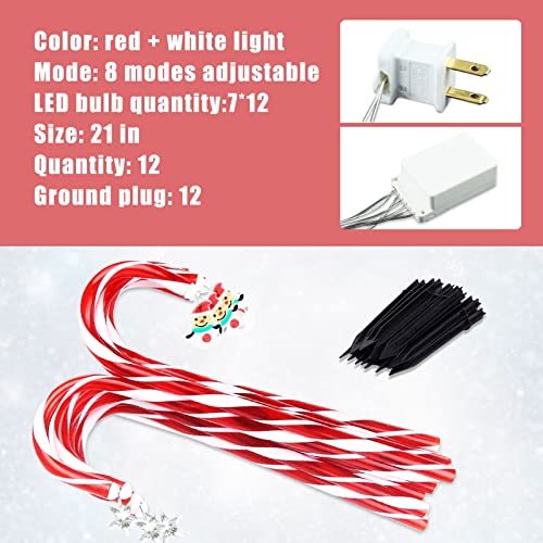 NCUUBR 21'' Christmas Candy Cane Lights Outdoor Pathway ,12 Pack Christmas LED Light Up Candy Canes Outdoor Decorations ,8 Flashing Modes, Xmas Decorations for Walkway, Driveway, Garden