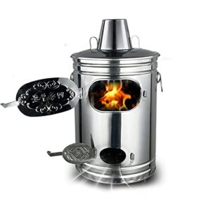 qqxx stainless steel burn barrel, incinerator cage with chimney, garden burn incinerator bin with fire hook for paper leaf trash backyard bonfire (34x34x61cm(13.4×13.4x24inch), a)