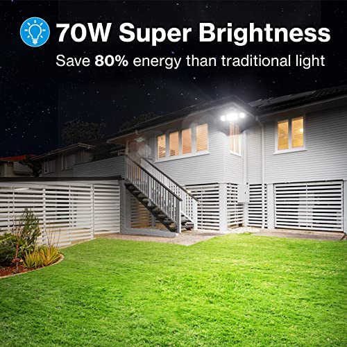 Atfoyer 70W LED Flood Light Outdoor, 6300LM Super Bright Security Light with 3 Adjustable Heads, IP65 Waterproof LED Flood Light Fixture, 6500K LED Exterior Floodlight for Eave, Garden, Garage, Yard