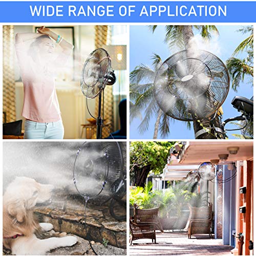 XDDIAS Fan Misting Kit for Outdoor Misting Cooling System with 19.67FT (6M) Misting Line+6 Nozzle+A Faucet Adapter DIY Cool Patio Breeze Misters Fan for Any Outdoor Fans