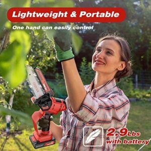 6-inch Mini Chainsaw Cordless, Battery Powered Electric Chainsaw Cordless, Handheld Chainsaw with 2Pcs 21V 2.0Ah Batteries, Portable Small Chainsaw for Tree Trimming Branch Pruning and Wood Cutting