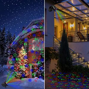 TOFU Christmas Laser Lights, RGB Christmas Laser Lights Projector, 6 Patterns Landscape Projector Spotlights with Remote,Decoration for Outdoor Indoor Garden Christmas Holiday