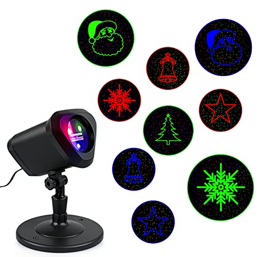 TOFU Christmas Laser Lights, RGB Christmas Laser Lights Projector, 6 Patterns Landscape Projector Spotlights with Remote,Decoration for Outdoor Indoor Garden Christmas Holiday