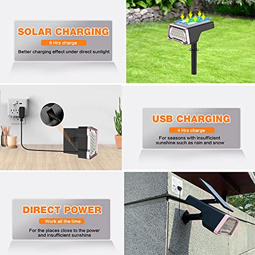 YORMICK Solar Lights Outdoor, 36 LEDs Solar Landscape Spotlights, Waterproof 2 in 1 Wall Lights with USB Charge, Adjustable Solar Panel for Yard Garden Driveway Porch Walkway Pool Patio