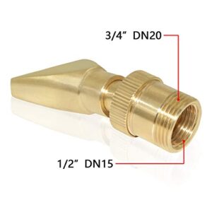 Hooshing Fountain Nozzle 1/2" DN15 and 3/4" DN20 Brass Narrow Fan Shaped Water Spray Sprinkler for Garden Pond Amusement Park Museum Library