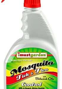 I Must Garden Mosquito Tick and Flea Control: Kills and Repels Biting Insects from Garden, Deck, Campsite – Natural and Pet Safe – 32oz Ready-to-Use Easy Spray Bottle