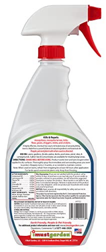 I Must Garden Mosquito Tick and Flea Control: Kills and Repels Biting Insects from Garden, Deck, Campsite – Natural and Pet Safe – 32oz Ready-to-Use Easy Spray Bottle