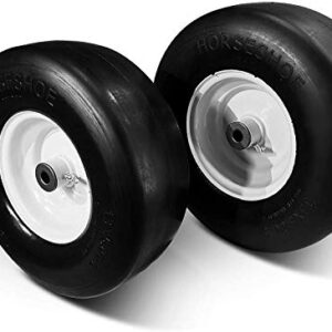 HORSESHOE New 13x5.00-6 Flat Free Smooth Tire w/Steel Wheel for Residential Riding Lawn Mower (Deck 36"-46") Garden Tractor -hub Length 3.25"-5.9" - Bore ID 5/8" 135006 (2)