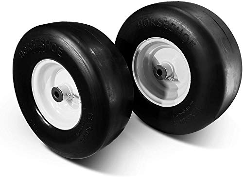 HORSESHOE New 13x5.00-6 Flat Free Smooth Tire w/Steel Wheel for Residential Riding Lawn Mower (Deck 36"-46") Garden Tractor -hub Length 3.25"-5.9" - Bore ID 5/8" 135006 (2)