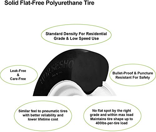 HORSESHOE New 13x5.00-6 Flat Free Smooth Tire w/Steel Wheel for Residential Riding Lawn Mower (Deck 36"-46") Garden Tractor -hub Length 3.25"-5.9" - Bore ID 5/8" 135006 (2)