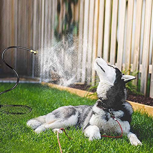 Water Patio Misters for Outdoor Misting Cooling System,Cobra Stand Mist Hose Attachment for Garden Yard,Backyard,Bird Bath,Sunbath.Sprinklers for Porch Greenhouse,Umbrella,Canopy,Flexible 6.5Ft.