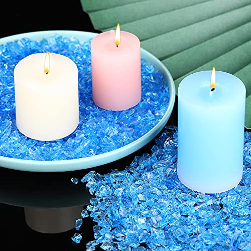 Crushed Glass for Crafts Broken Glass Pieces Decorative Reflective Tempered Crushed Mirror Pieces Vase Filler Crush Glass for Vase Pool, Bar, Fish Tank, Garden Decoration (Aqua Blue,2 Pound)