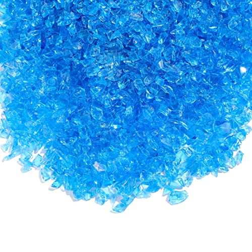 Crushed Glass for Crafts Broken Glass Pieces Decorative Reflective Tempered Crushed Mirror Pieces Vase Filler Crush Glass for Vase Pool, Bar, Fish Tank, Garden Decoration (Aqua Blue,2 Pound)