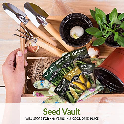 Survival Garden Seeds - Barbecue Vegetables Collection Seed Vault for Planting - Asparagus, Brussels Sprouts, Green Onion, Zucchini, Yellow Squash, & Sweet Corn Packs - Non-GMO Heirloom Varieties