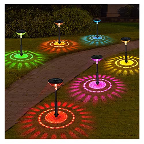 FEELIGHT Solar Pathway Lights, Garden Lights Solar Powered Waterproof IP67, Bright LED Solar Outdoor Landscape Lighting Solar Pathway Lights for Walkway Yard Backyard Lawn Landscape Decorative (6PC)