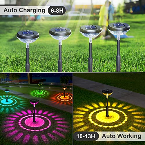 FEELIGHT Solar Pathway Lights, Garden Lights Solar Powered Waterproof IP67, Bright LED Solar Outdoor Landscape Lighting Solar Pathway Lights for Walkway Yard Backyard Lawn Landscape Decorative (6PC)