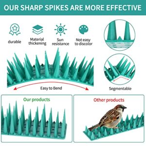 TAISHAN Bird Spikes,10 Pack Plastic Squirrel Raccoon Pigeon Cat Animal Deterrent Spikes for Anti Outdoor Outside to Keep Birds Away,Anti Fence Railing and Roof, Green