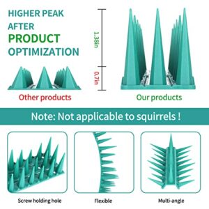 TAISHAN Bird Spikes,10 Pack Plastic Squirrel Raccoon Pigeon Cat Animal Deterrent Spikes for Anti Outdoor Outside to Keep Birds Away,Anti Fence Railing and Roof, Green