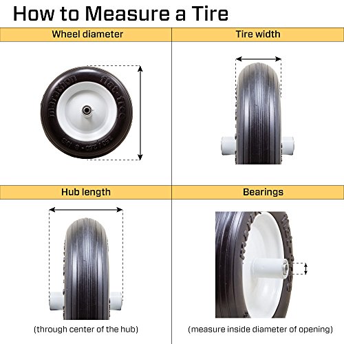 Marathon 16x6.50-8" Flat Free Tire on Wheel, 3" Hub, 3/4" Bushings