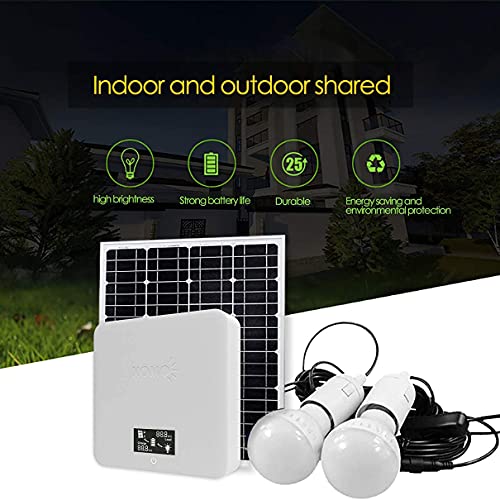 80Wh Portable Power Station with 2PCS 700LM Hanging LED Bulbs,2 USB 2A Ports,20000mAh Backup LiFePO4 Battery and 16W Solar Panel,Solar Generator for Garden,Shed,Barn,RV,Outdoors Camping Travel Hunting